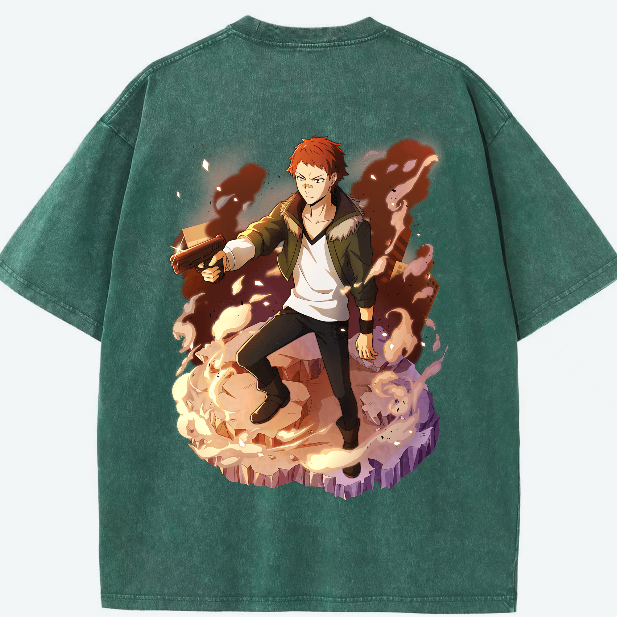 （画像用） 文豪ストレイドッグス Bungo Stray Dogs 綿100% ヴィンテージ風 半袖Tシャツ（背面プリント）
